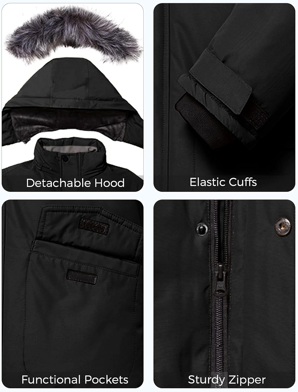 Boys' Warm Winter Coat Waterproof Parka Hooded Puffer Jacket