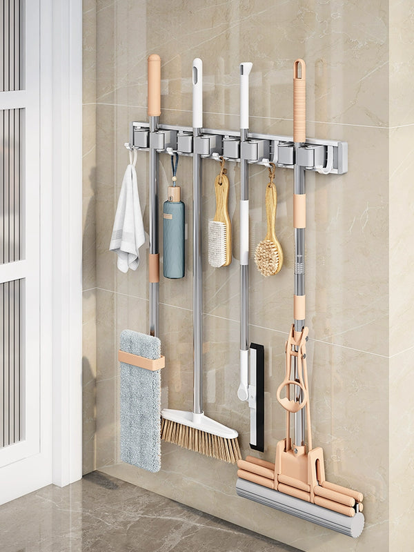 Wall-Mounted Mop Clip Rack
