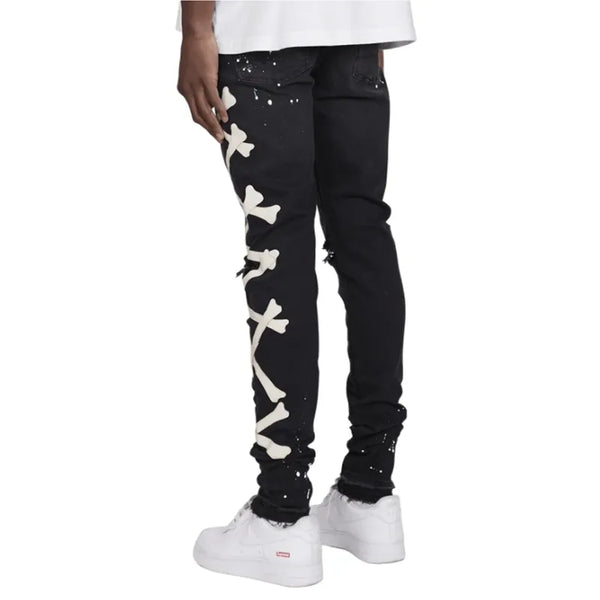 Gradient Color Ripped White Dots  Skinny Jeans