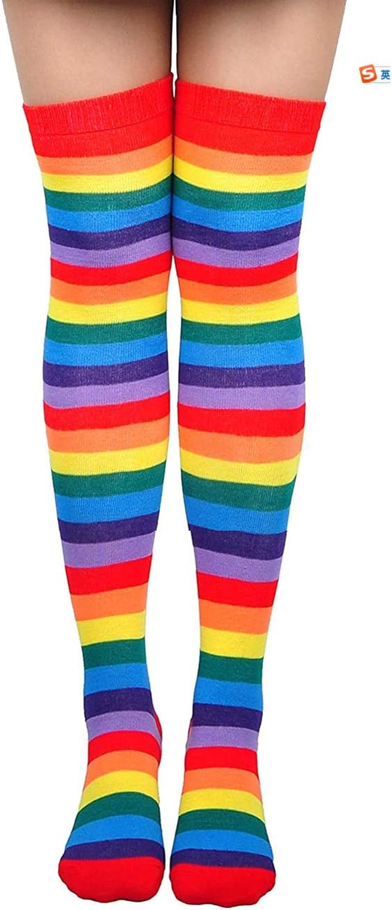 Vibrant Over Knee Rainbow Thigh High Socks and Arm Warmers Set - Perfect Cosplay Accessories for Stylish Girls