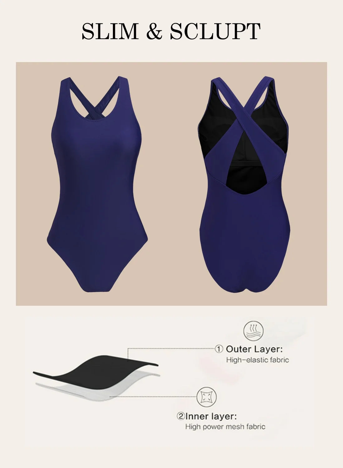 Women'S Removable Padded One Piece Swimwear Vacation Swimsuit Vintage Swim Suits Athletic Bathing Suit for Women