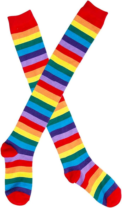 Vibrant Over Knee Rainbow Thigh High Socks and Arm Warmers Set - Perfect Cosplay Accessories for Stylish Girls