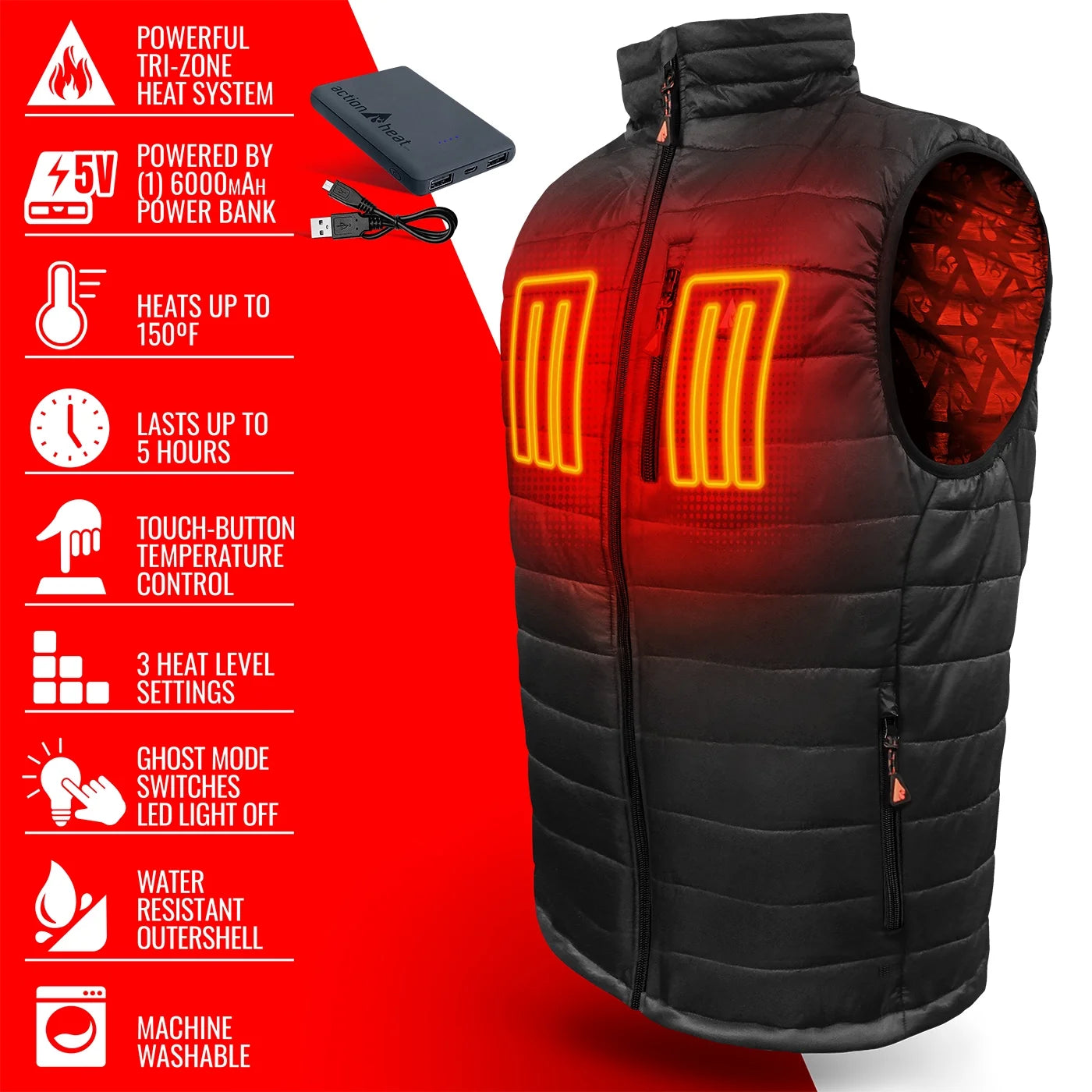 Men'S 5V Battery Heated Puffer Vest