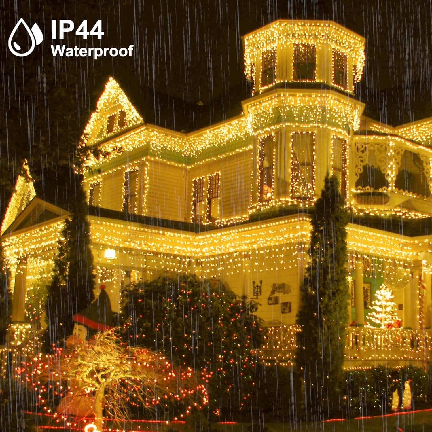 Transform Your Space with 400 LED Warm White Outdoor Curtain Lights - Perfect for Christmas, Parties, and More!