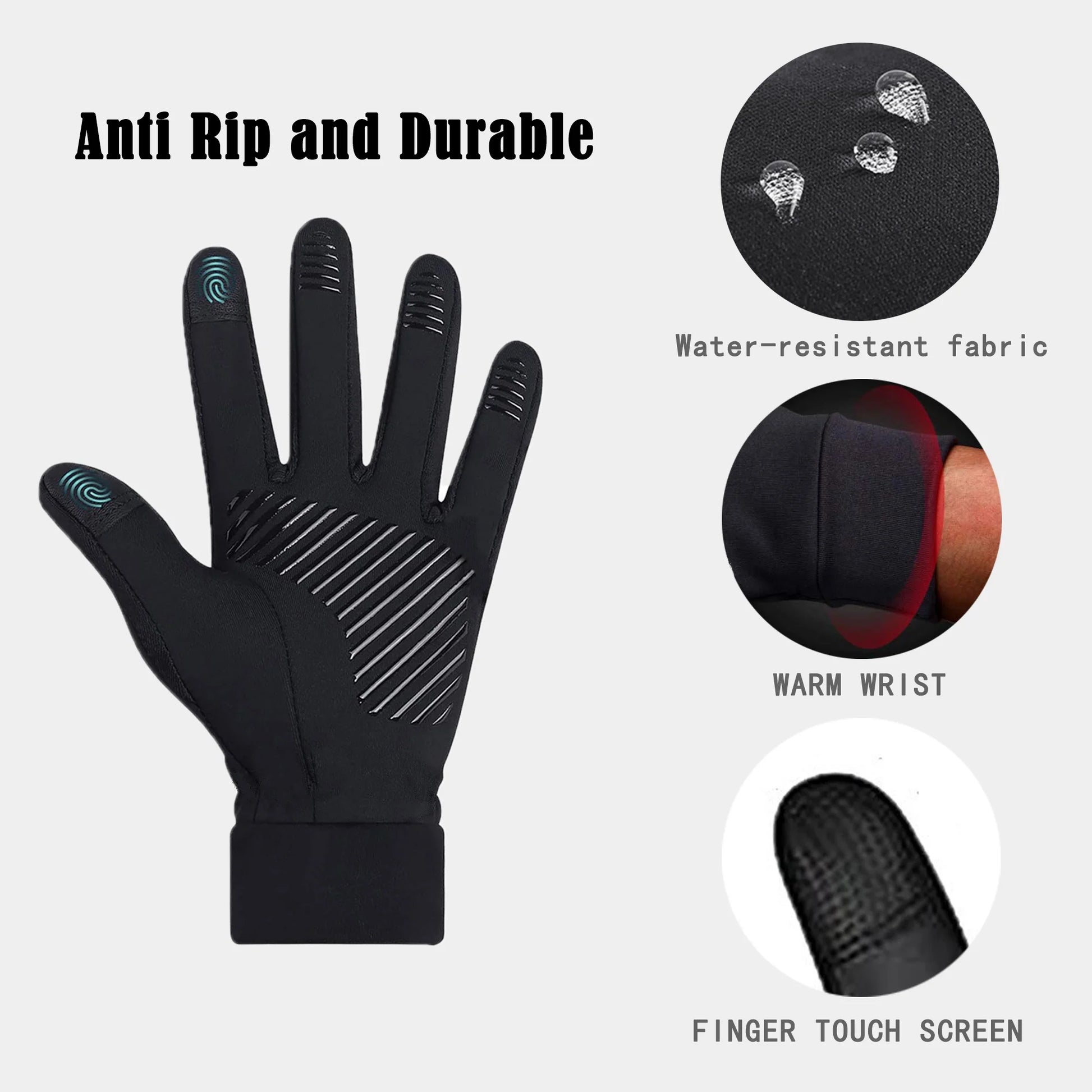 Mens Womens Winter Gloves with Touchscreen,Black Gloves for Sports Running Skiing Driving Cycling