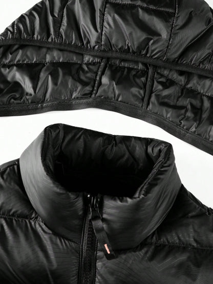 Manfinity Homme Loose Fit Men'S Hooded Zipper Padded Coat