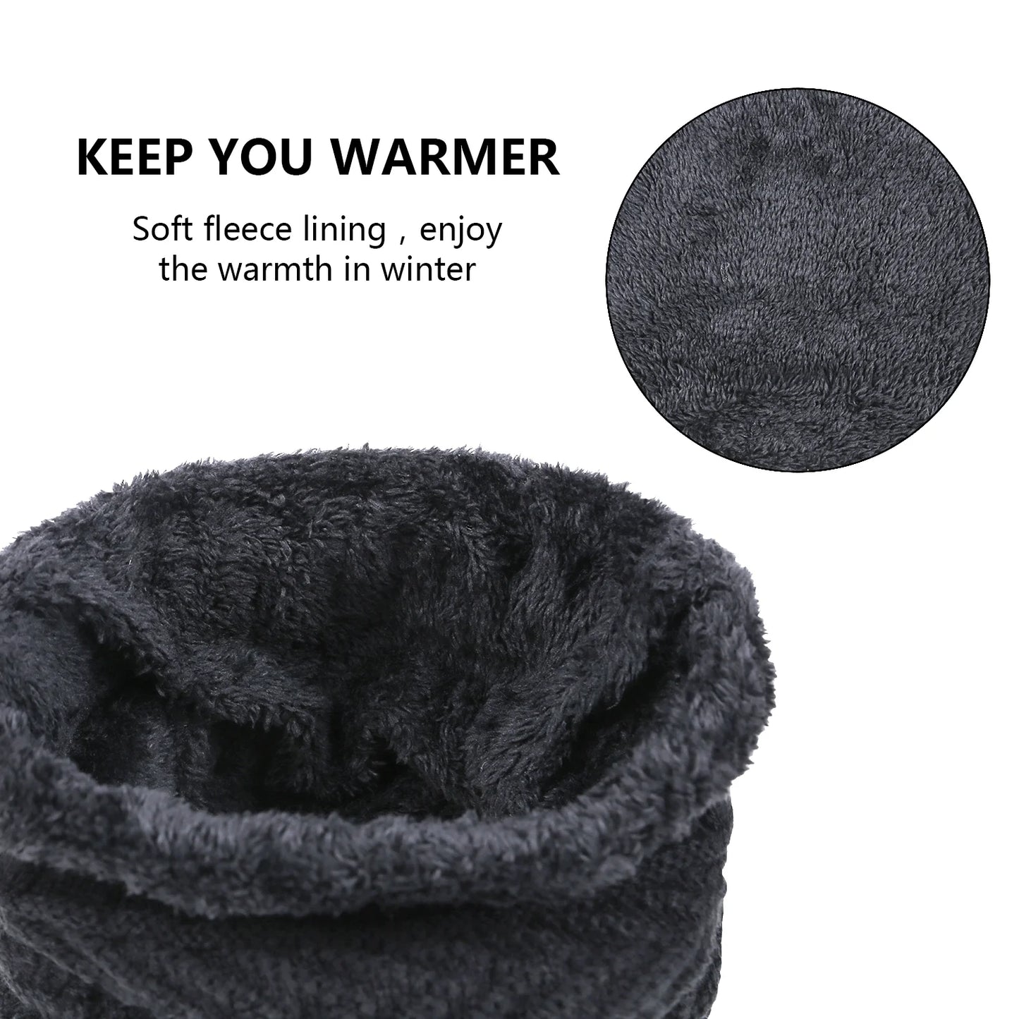 5 Pcs Winter Beanie Hat Scarf Touchscreen Gloves Set with Wool Socks for Men Women Black