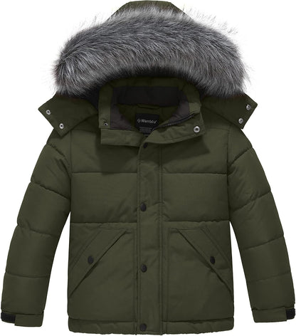 Boys' Winter Coat Waterproof Puffer Coat Warm Fleece Jacket