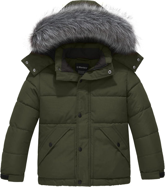 Boys' Winter Coat Waterproof Puffer Coat Warm Fleece Jacket