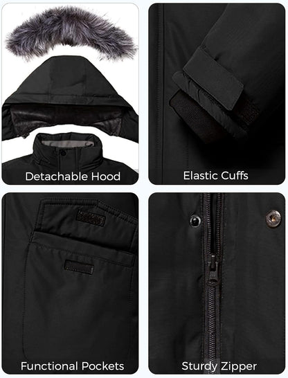 Boys' Warm Winter Coat Waterproof Parka Hooded Puffer Jacket