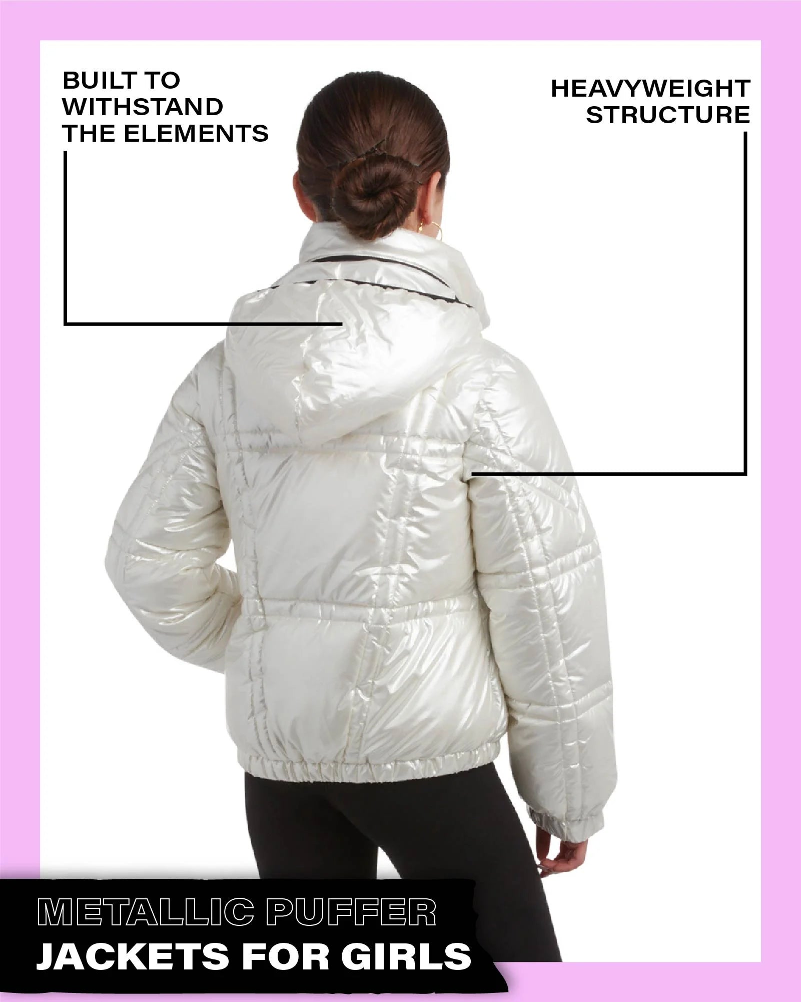 Girls' Jacket - Cute Zip up Girl'S Metallic Puffer Jacket - Cozy Heavyweight Outdoor Jackets (7-16)