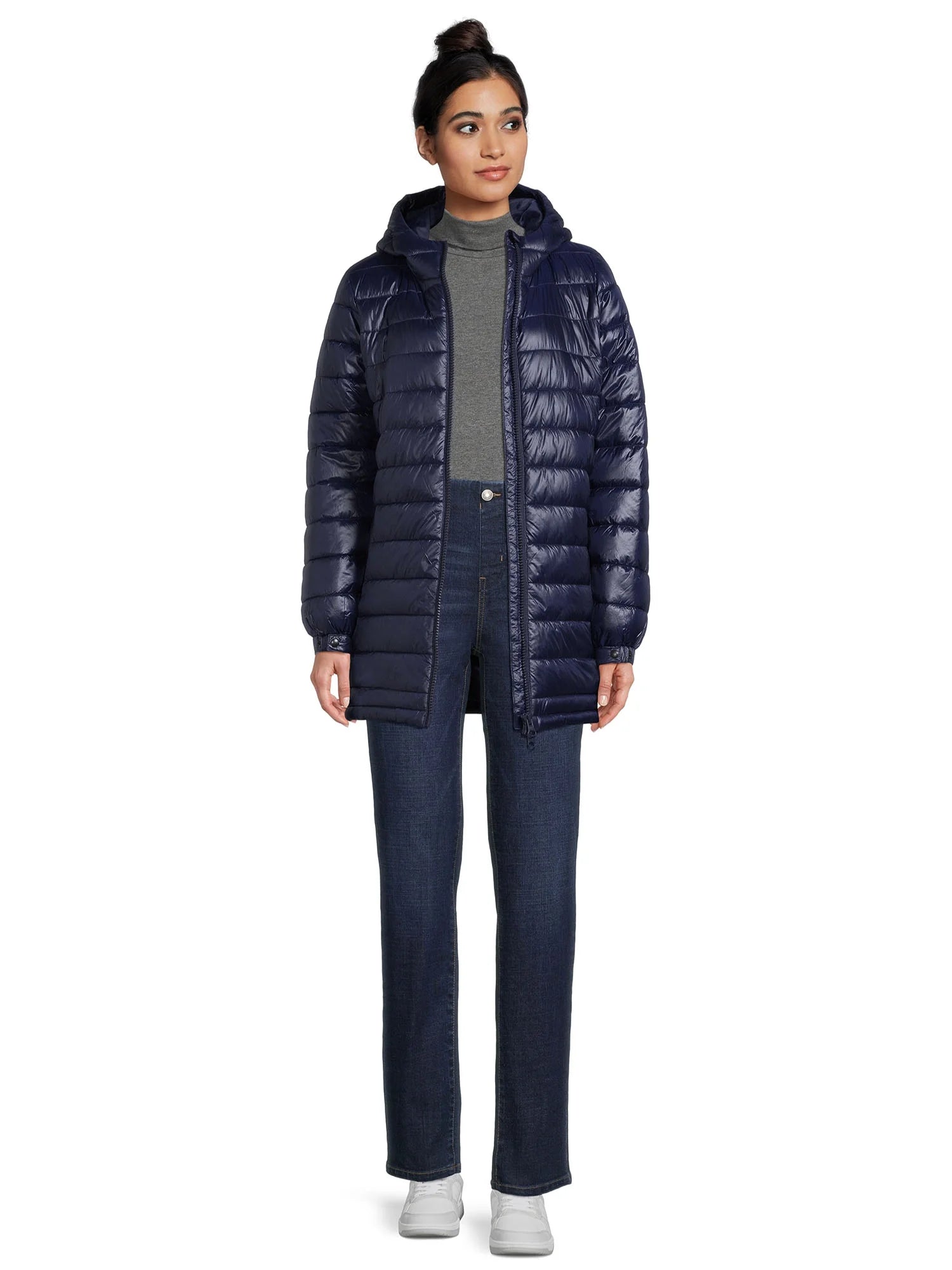 Women'S Hooded Mid Length Puffer Jacket, Sizes XS-3X