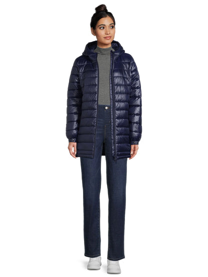 Women'S Hooded Mid Length Puffer Jacket, Sizes XS-3X