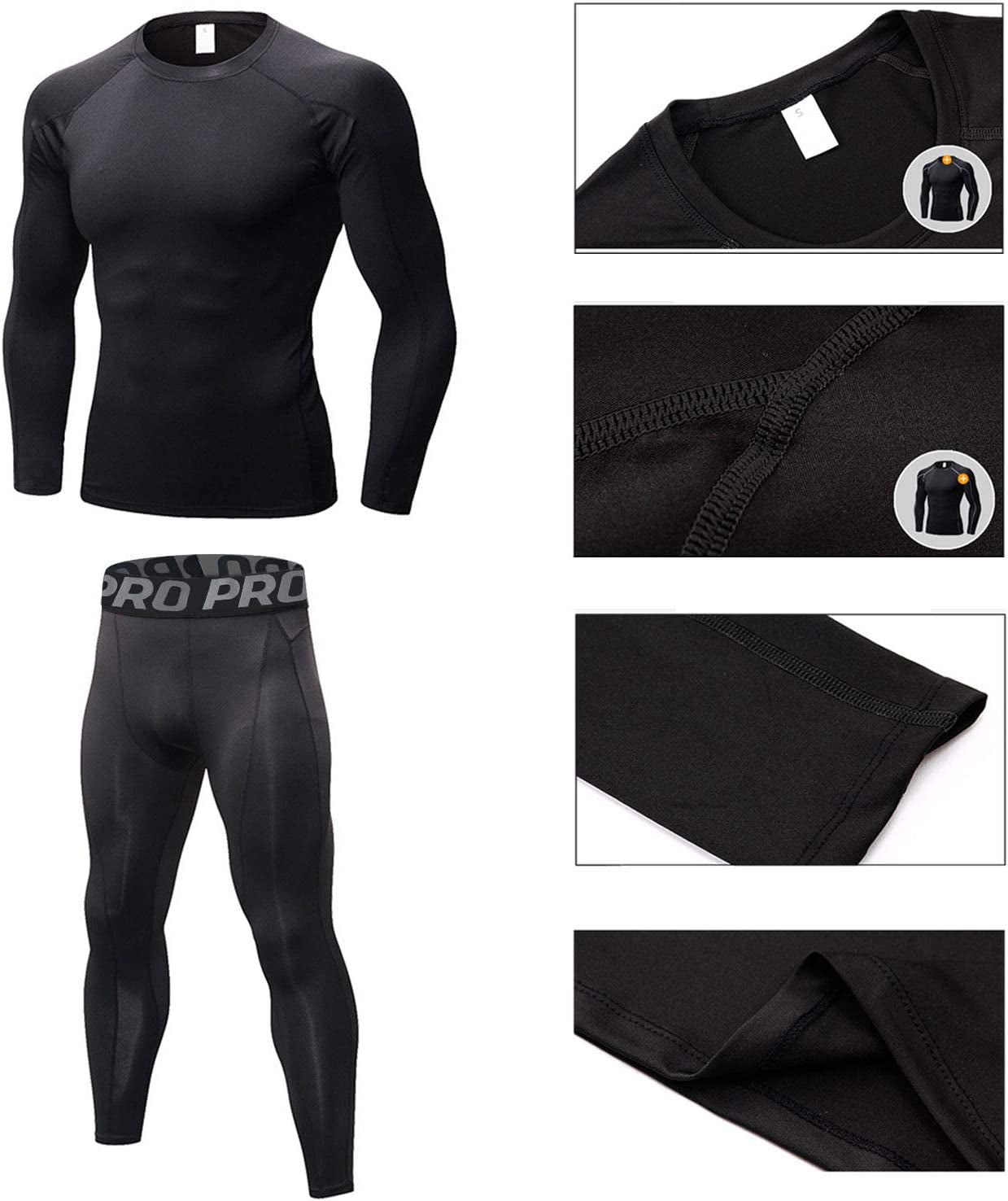 Elevate Your Workout with the Mens Winter Thermal Compression Set - Long Sleeve Top & Pants for Ultimate Comfort and Performance