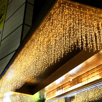 Transform Your Space with 400 LED Warm White Outdoor Curtain Lights - Perfect for Christmas, Parties, and More!