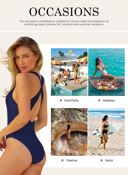 Women'S Removable Padded One Piece Swimwear Vacation Swimsuit Vintage Swim Suits Athletic Bathing Suit for Women