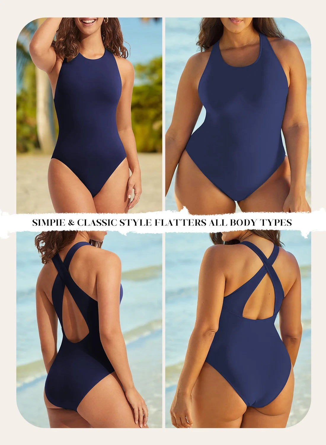 Women'S Removable Padded One Piece Swimwear Vacation Swimsuit Vintage Swim Suits Athletic Bathing Suit for Women