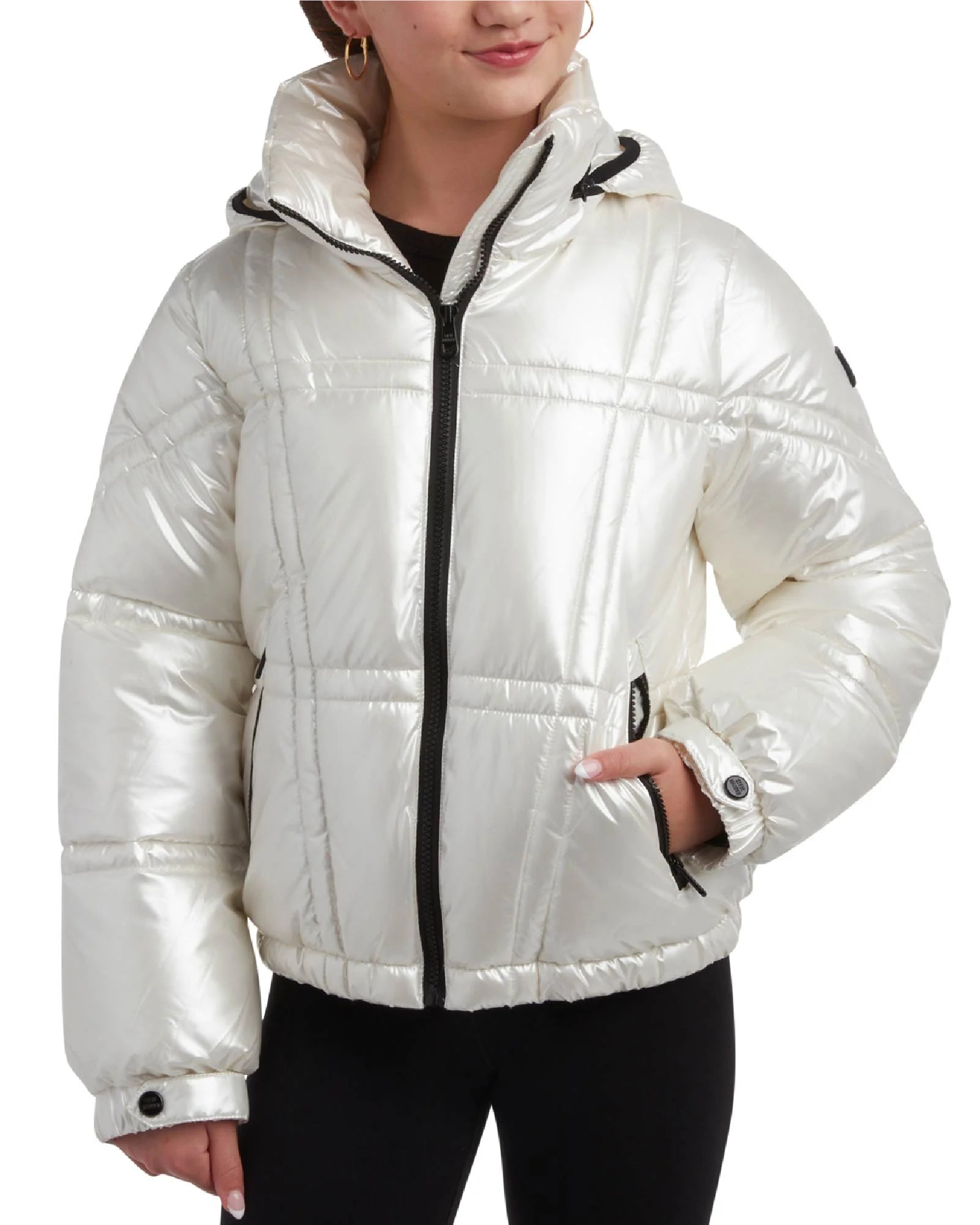 Girls' Jacket - Cute Zip up Girl'S Metallic Puffer Jacket - Cozy Heavyweight Outdoor Jackets (7-16)