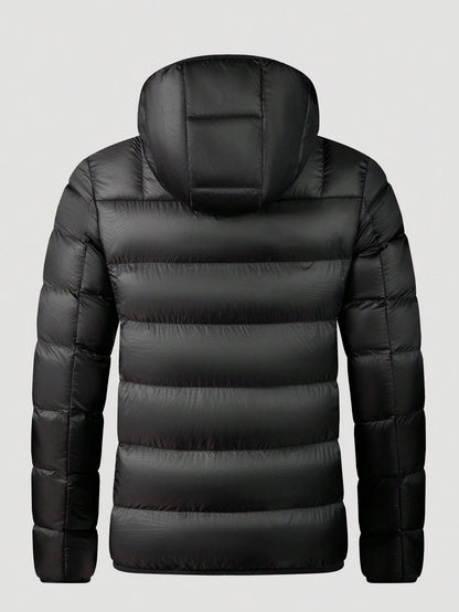 Manfinity Homme Loose Fit Men'S Hooded Zipper Padded Coat