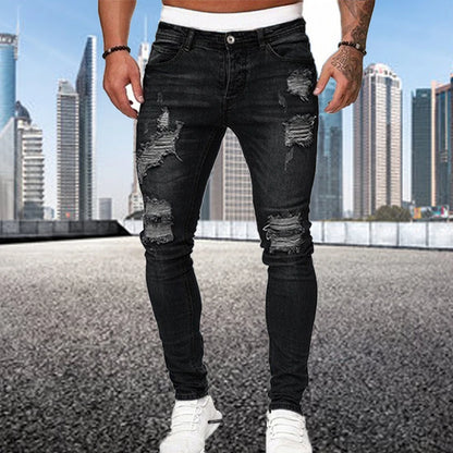 Fashion Street Style Ripped Skinny Jeans Men Vintage
