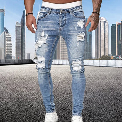 Fashion Street Style Ripped Skinny Jeans Men Vintage