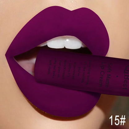 QIBEST Velvet Matte Nude Liquid Lipstick Makeup Sexy Red Lipgloss Waterproof