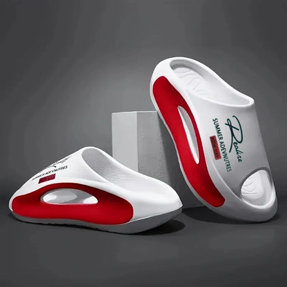 Lightweight EVA men's slide | Black and white cartoon design, exposed toes, comfortable all year