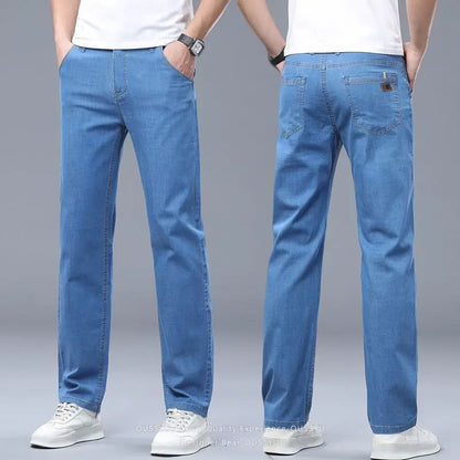 Summer Thin Men's Elastic Cotton Jeans Fashion Business