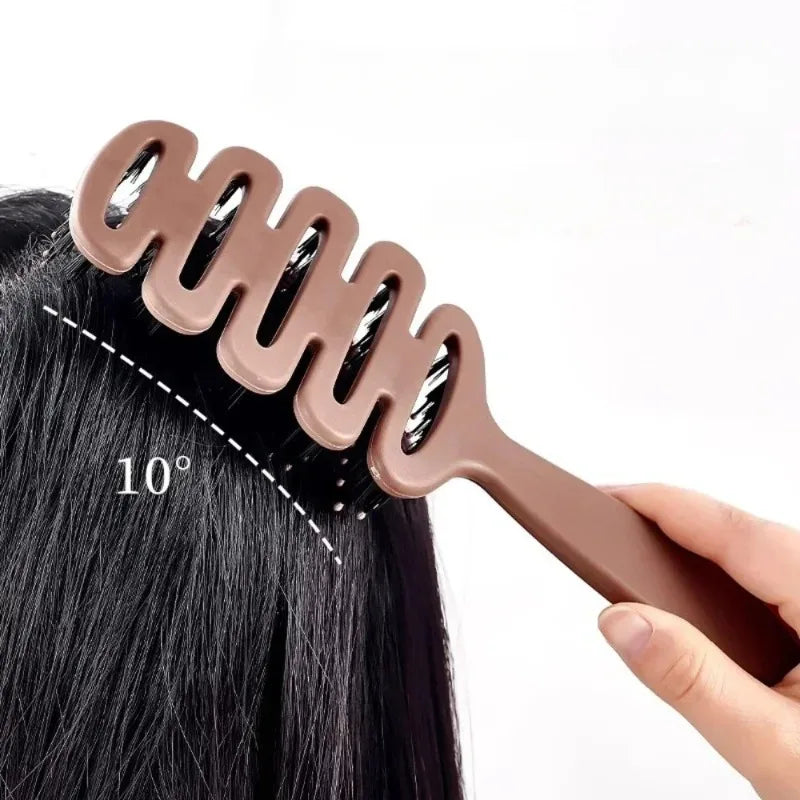 Boar Bristle Hair Comb Hollow Detangling Hair Brush Women Scalp Massage Brush Curly
