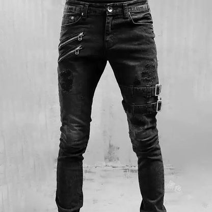 Fashion Street Style Ripped Skinny Jeans Men Vintage