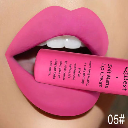 QIBEST Velvet Matte Nude Liquid Lipstick Makeup Sexy Red Lipgloss Waterproof