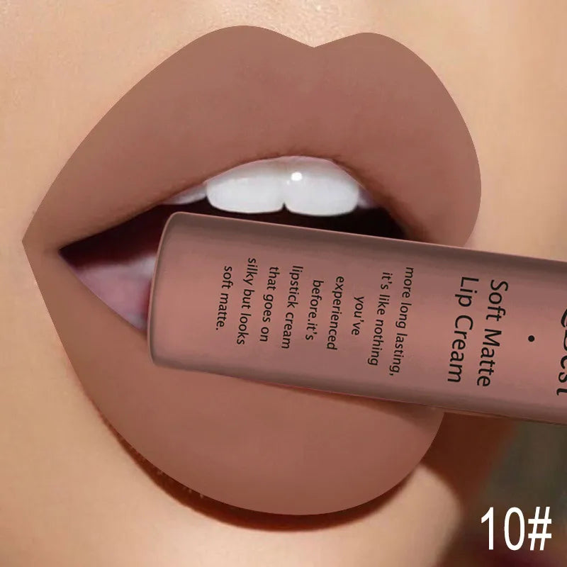 QIBEST Velvet Matte Nude Liquid Lipstick Makeup Sexy Red Lipgloss Waterproof