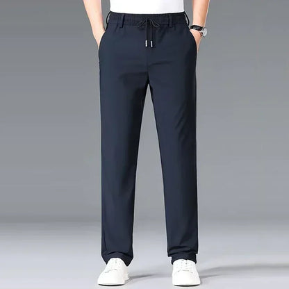 Fashion Men Casual Pants Male Classic Business Brand Elastic Waist Trousers Solid Stretch Straight Leg Pants