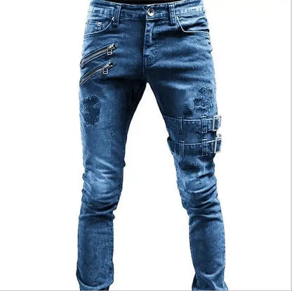 Fashion Street Style Ripped Skinny Jeans Men Vintage