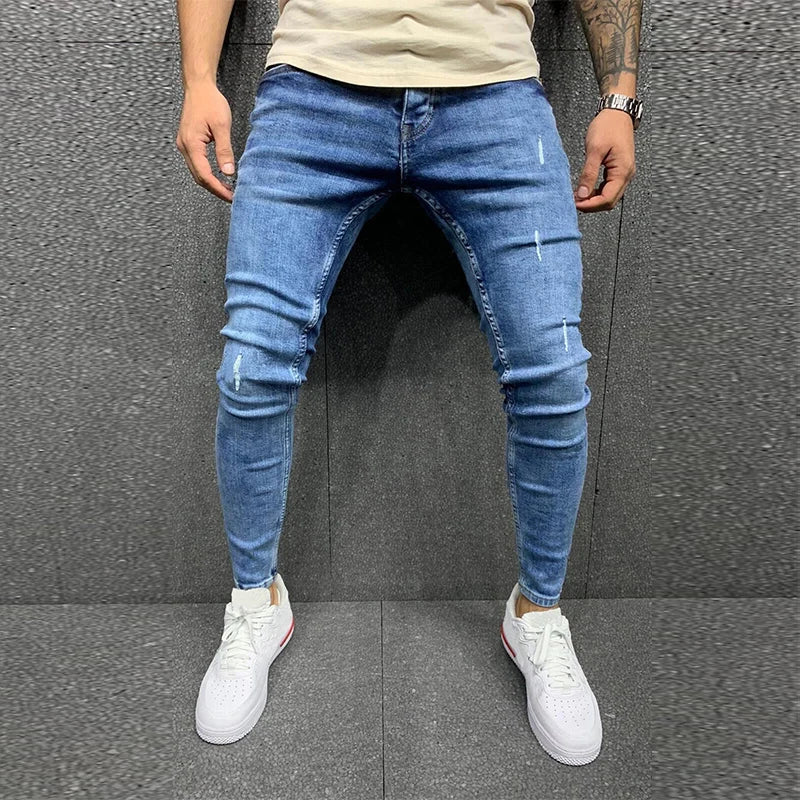 Fashion Street Style Ripped Skinny Jeans Men Vintage