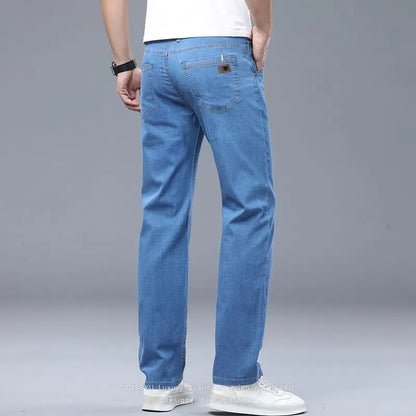 Summer Thin Men's Elastic Cotton Jeans Fashion Business