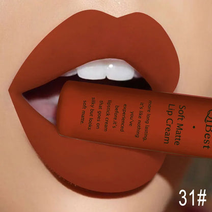 QIBEST Velvet Matte Nude Liquid Lipstick Makeup Sexy Red Lipgloss Waterproof
