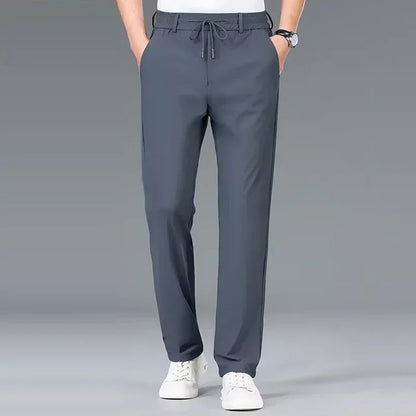 Fashion Men Casual Pants Male Classic Business Brand Elastic Waist Trousers Solid Stretch Straight Leg Pants
