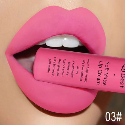 QIBEST Velvet Matte Nude Liquid Lipstick Makeup Sexy Red Lipgloss Waterproof