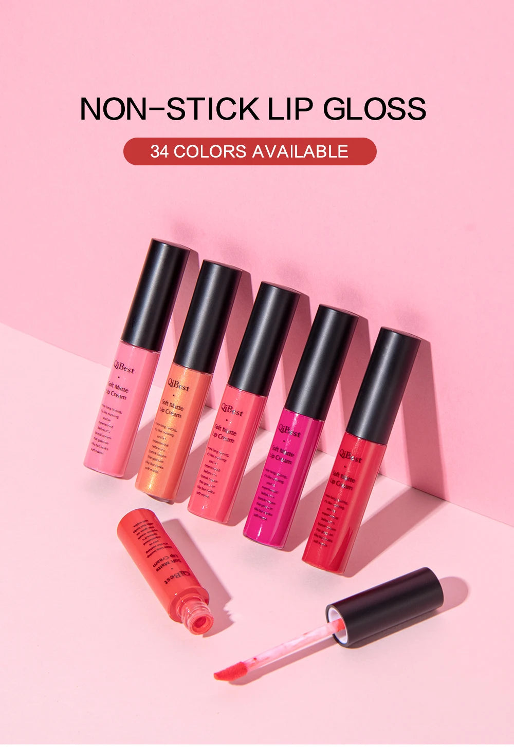 QIBEST Velvet Matte Nude Liquid Lipstick Makeup Sexy Red Lipgloss Waterproof