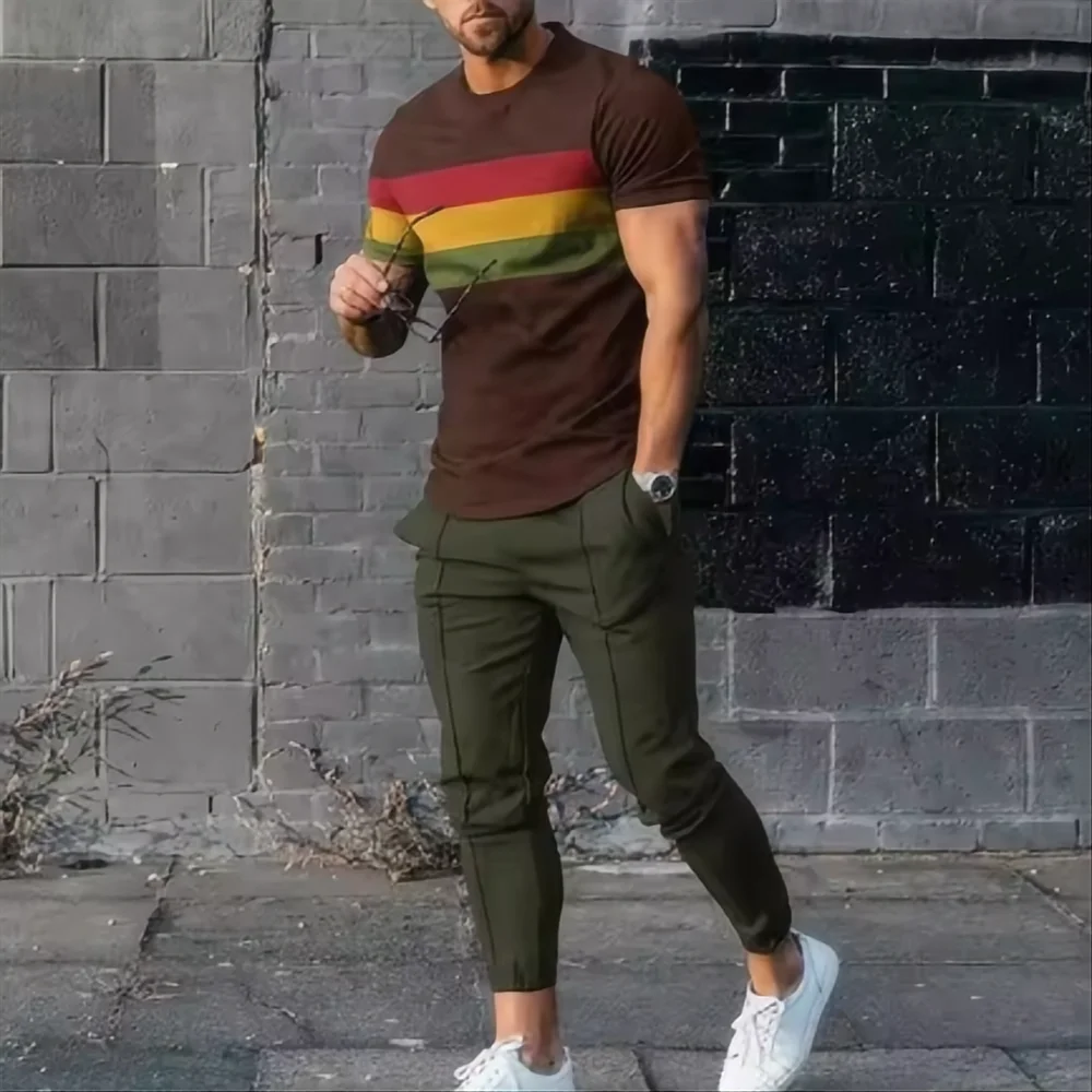 New men's  jogging set 3D printed Qeen summer hot selling retro casual short sleeved T-shirt+pants 2-piece