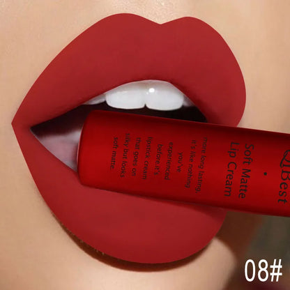 QIBEST Velvet Matte Nude Liquid Lipstick Makeup Sexy Red Lipgloss Waterproof