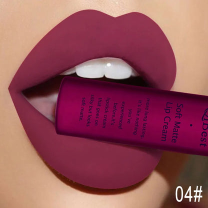 QIBEST Velvet Matte Nude Liquid Lipstick Makeup Sexy Red Lipgloss Waterproof