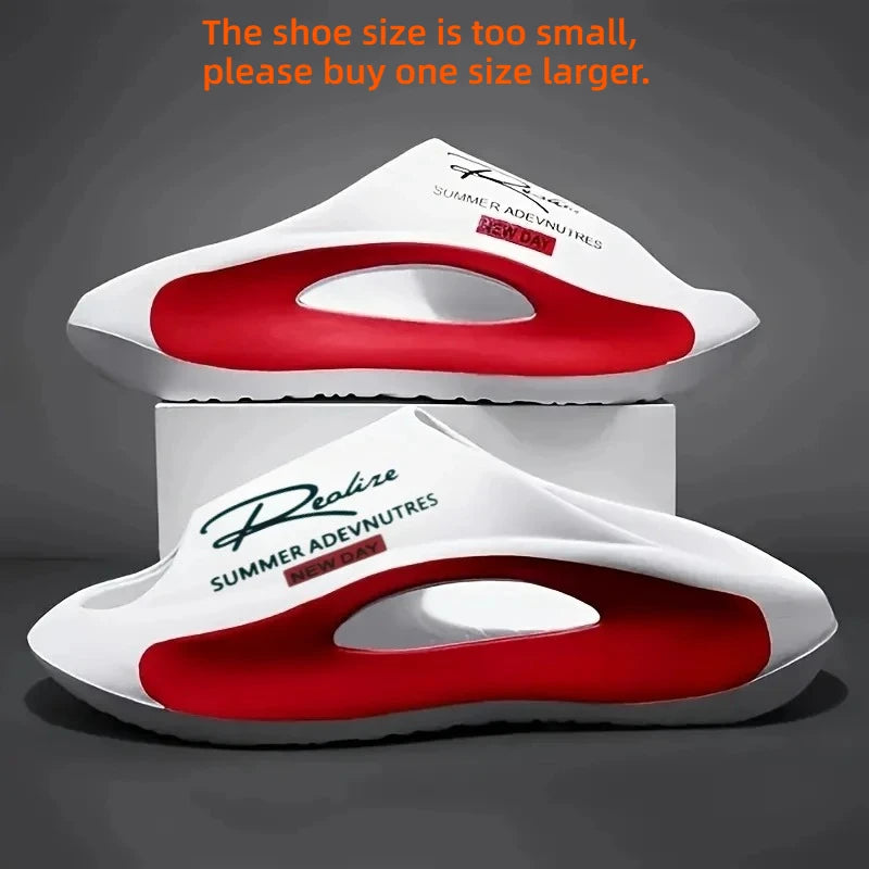 Lightweight EVA men's slide | Black and white cartoon design, exposed toes, comfortable all year