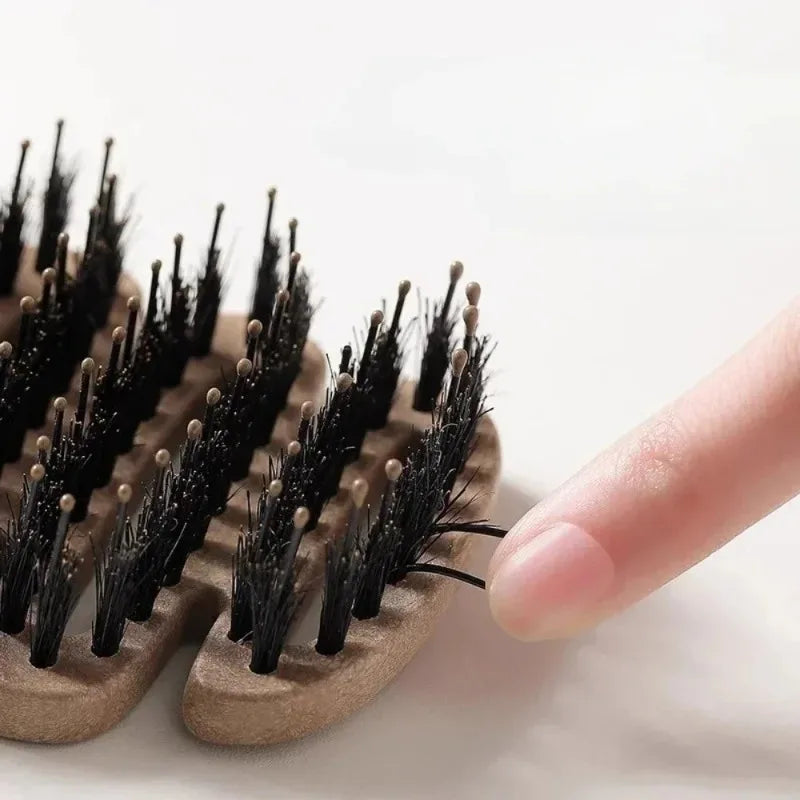 Boar Bristle Hair Comb Hollow Detangling Hair Brush Women Scalp Massage Brush Curly