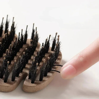 Boar Bristle Hair Comb Hollow Detangling Hair Brush Women Scalp Massage Brush Curly