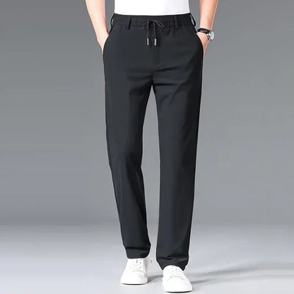 Fashion Men Casual Pants Male Classic Business Brand Elastic Waist Trousers Solid Stretch Straight Leg Pants