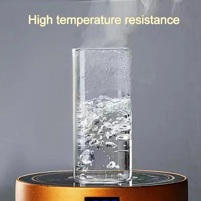 Square Heat Resistant Coffee Glass Cup With Lid and Straw Transparent Milk Tea Juice
