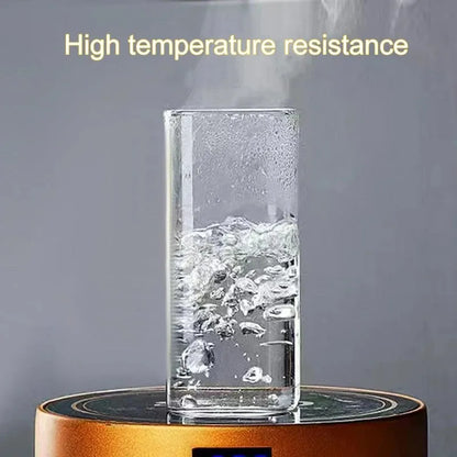 Square Heat Resistant Coffee Glass Cup With Lid and Straw Transparent Milk Tea Juice