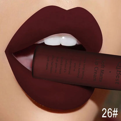 QIBEST Velvet Matte Nude Liquid Lipstick Makeup Sexy Red Lipgloss Waterproof